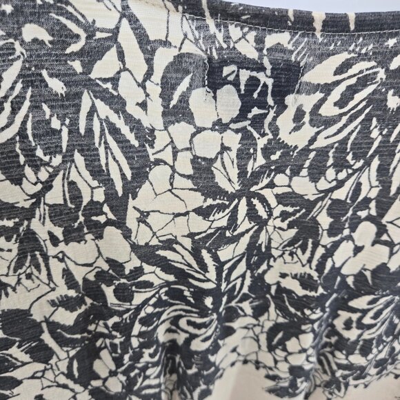 Deletta x Anthropologie Cream Black Floral Elastic Cuff Blouse Size Medium - Picture 6 of 14
